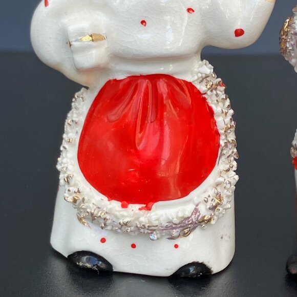 Commodore Spaghetti Trim Santa and Mrs Claus Candle Holders - set of 2 - Picture 8 of 10